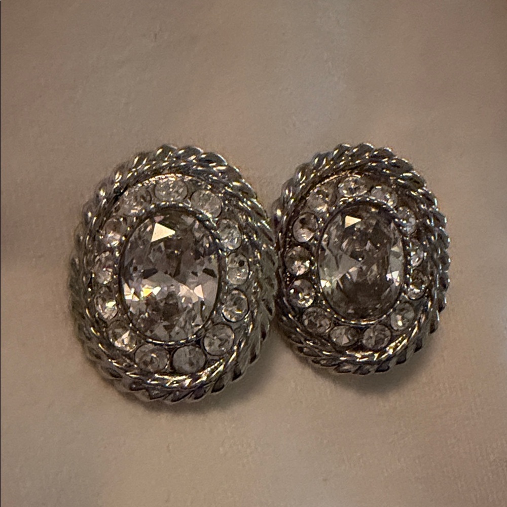 Vintage Silver Crystal Earrings
